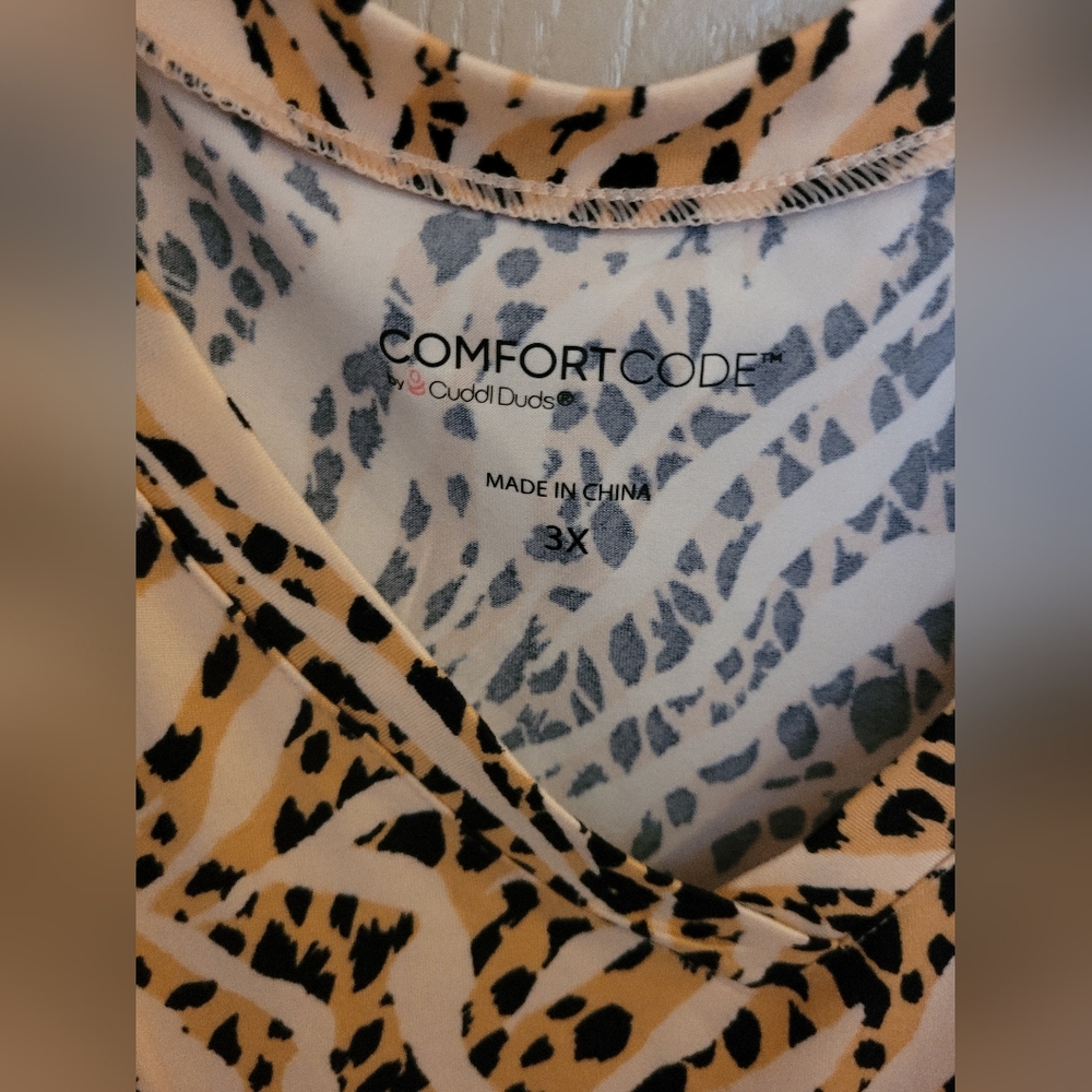 Comfort Code By Cuddlduds Animal Print Stretchy Jumpsuit NWOT 3XL - Picture 3 of 4